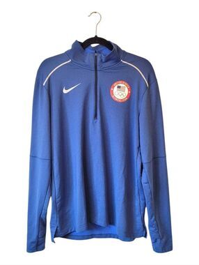 Nike Dri-Fit Blue USA Olympic Quarter-Zip Pullover Sweatshirt Size L